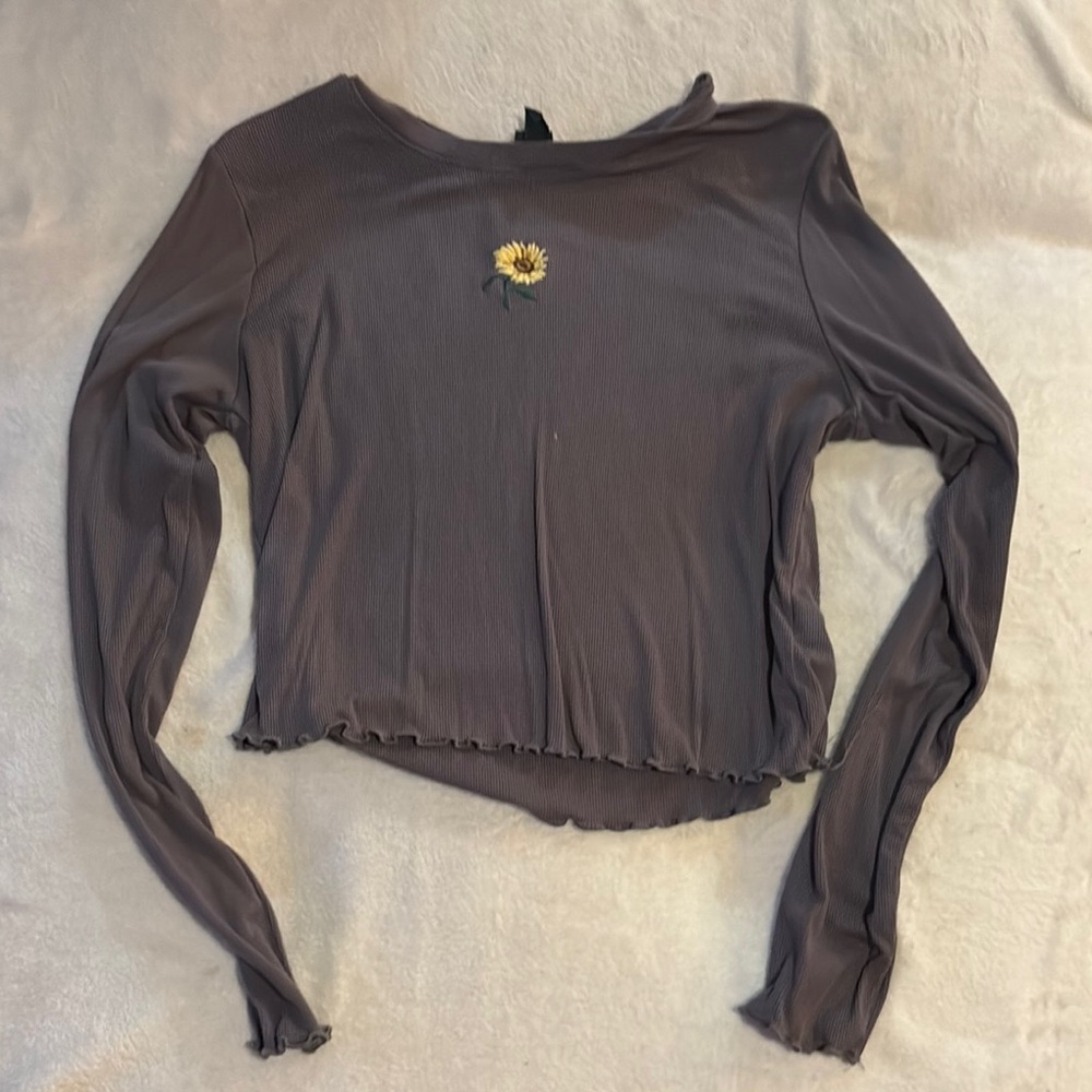 Sunflower Embroidered Long Sleeve Top